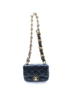Chanel Quilted Small Flap Handbag Lambskin Plate Black